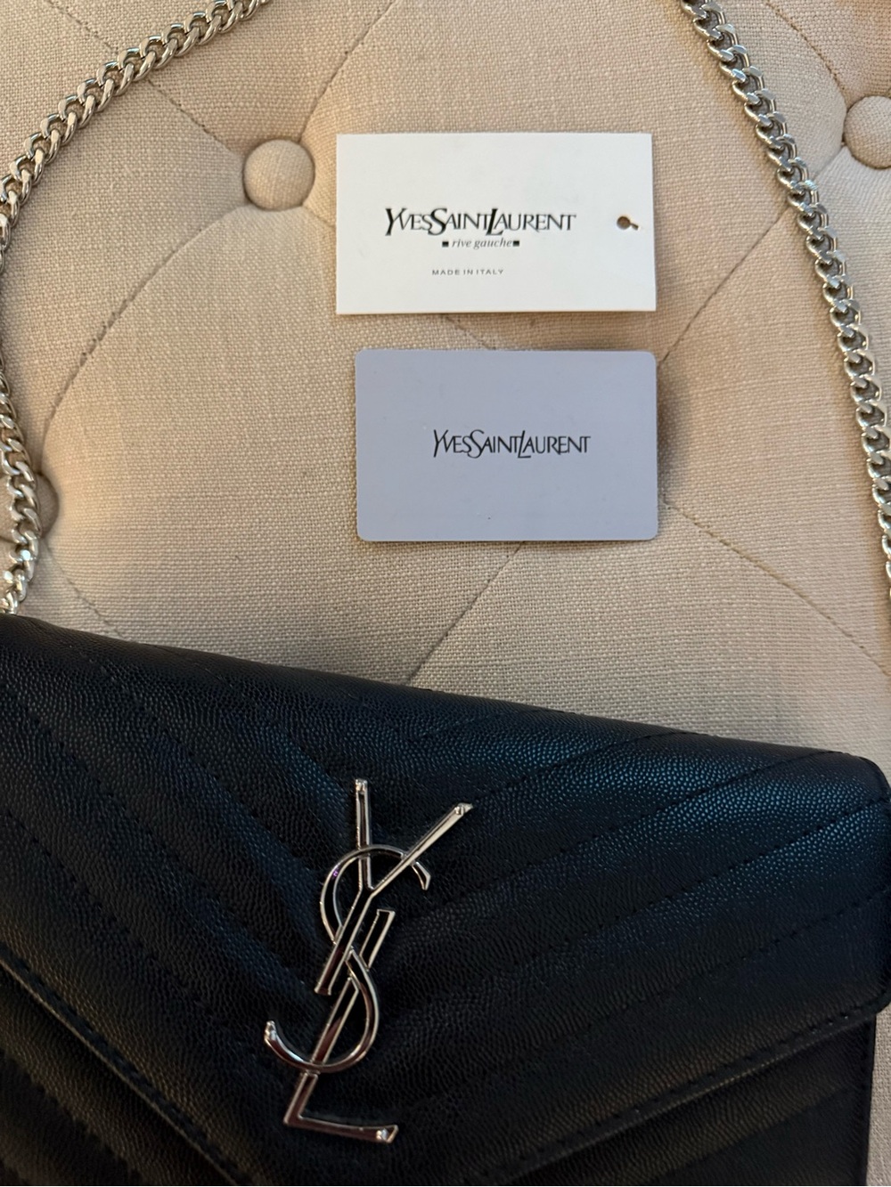 Black Quilted Crossbody Silver Chain - Picture 8 of 14